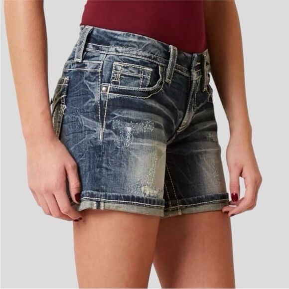 Miss Me Denim Jean Shorts Size 28 Mid Rise Easy Short - Picture 4 of 12